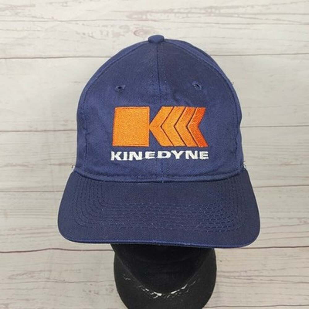 Kinedyne Hat Baseball Cap Men's Adjustable Snapback Navy Blue Orange Logo